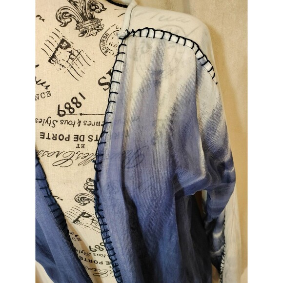 NWOT! Pool to Party Women's Blue Tie Dye Long Sleeve Kimono/CoverUp. Size M-L - Picture 2 of 6